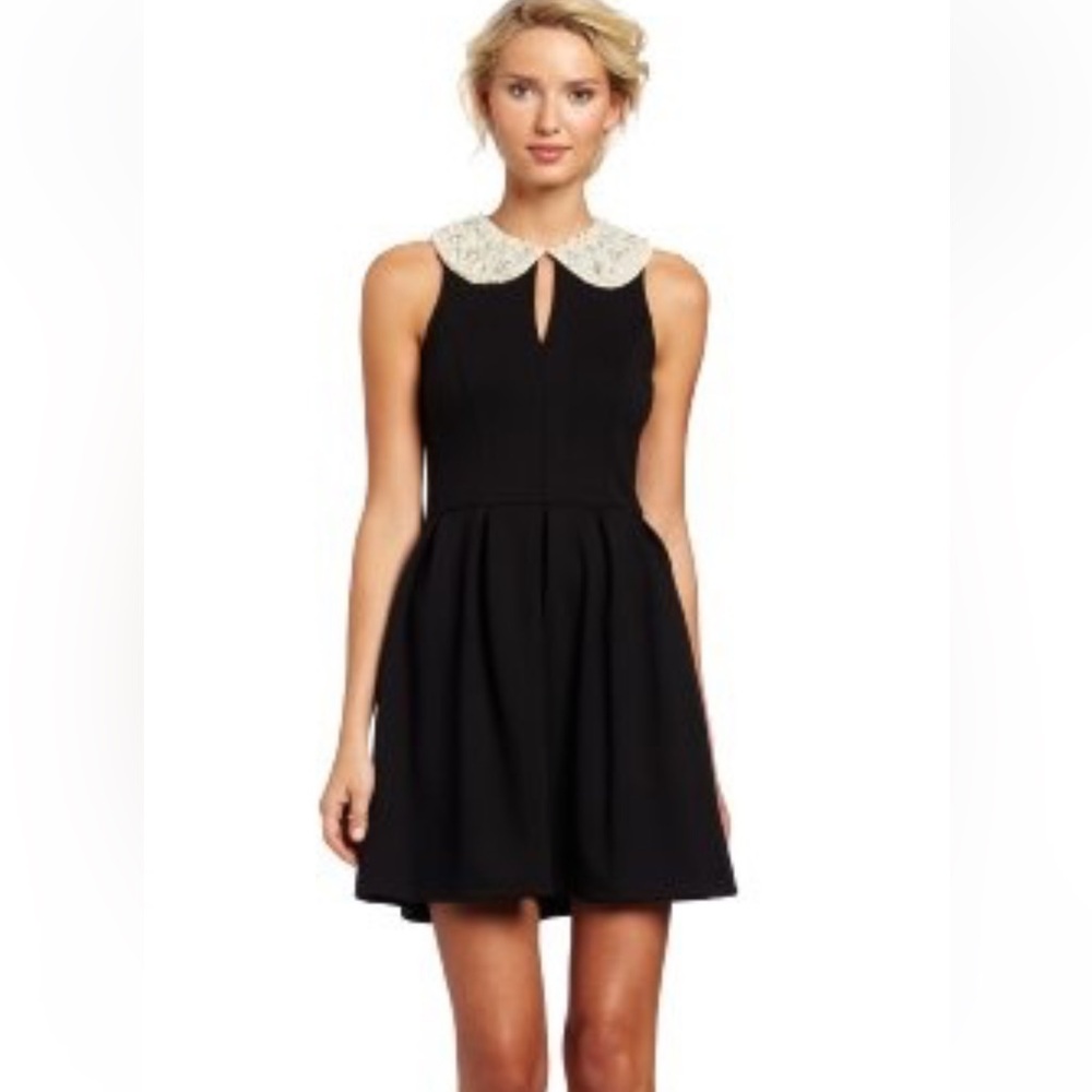 Eight Sixty Black Dress with Pearl Embellished Collar